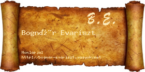 Bognár Evariszt névjegykártya